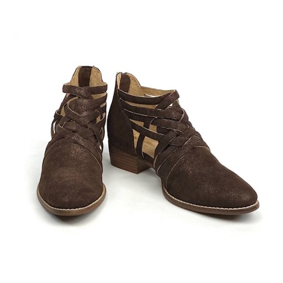 New Seychelles So Blue Copper Metallic Leather Ankle Bootie 8.5 - Picture 5 of 12